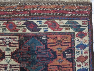 A beautiful Gheydar Shahsavan Mafrash panel Soumac wool on wool age:120 years, size:46 x 94 it was repair Price:SOLD              