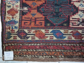 A beautiful Gheydar Shahsavan Mafrash panel Soumac wool on wool age:120 years, size:46 x 94 it was repair Price:SOLD              
