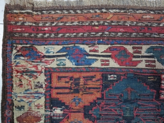 A beautiful Gheydar Shahsavan Mafrash panel Soumac wool on wool age:120 years, size:46 x 94 it was repair Price:SOLD              