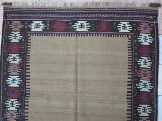 A beautiful Varamin sofreh wool on wool with camel wool size:116 x 115 price:POR                   