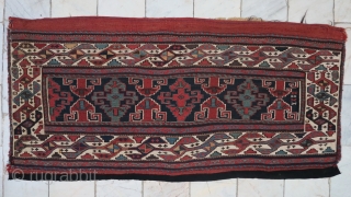 a beautiful Gheydar Shahsavan Mafrash panel Soumac wool on wool age:120 years, size:53 x 107 price:SOLD                 