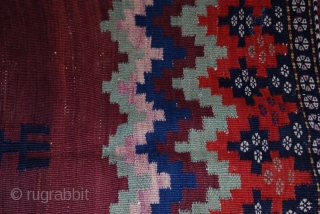 a beautiful handmade sufrah kilim from herat afghanistan it's in a very great condition with beautiful colours and it's about 80 years old the size is 129 x 122 CM for more  ...