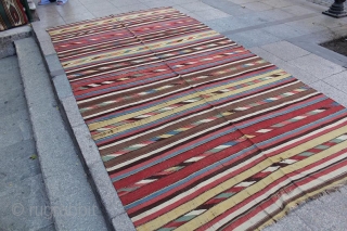 Caucasian Georgian Kilim , Striped Kilim
size: 174 x 333 cm                       