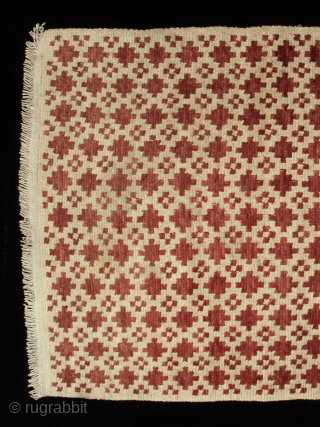Carpet, Tibet. Wool. 66 inches (167.6 cm) long by 33 inches (84 cm) wide. Early 20th century. A lovely wool carpet from Tibet with a talismanic stepped-polygon and cross motif in a  ...