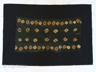 Textile fragment, Nasca culture, Peru. 6-8th c. A.D. camelid wool. 21" (53.3 cm) by 11" (28 cm) mounted on a larger piece of black cotton fabric. Wonderful colors, damage as seen in  ...