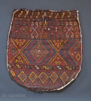 Horse saddle cover, Afghanistan. 22" (56 cm) high by 21.5" (54.5 cm) wide.                    