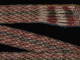 Belt from the Aymara people of Bolivia. 19th century, wool. 50" long by 2.75" wide. In great shape.               