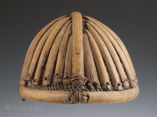 Helmet, Padam (Adi), Arunachal Pradesh, India. Early 20th century, split bamboo cane. These were worn to indicate a man's status and identity.
           