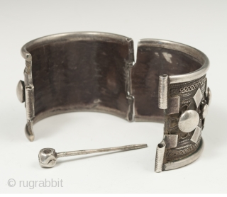 Silver Cuff Bracelet, Rashaida people, North Africa. 7" (17.7 cm) interior circumference by 2" (5 cm) wide. Early to mid 20th century
The Rashaida are nomads in Eritrea, north east Sudan and South  ...