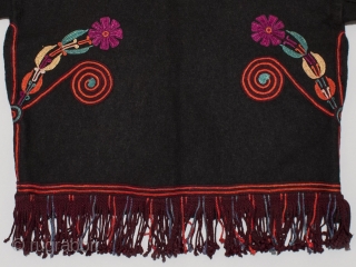 Man's ceremonial (cofradía) outfit, Chichicastenango, Guatemala. Wool, silk thread, Mid-20th century. 25" (63.5 cm) shoulder to hem by 59" (274 cm) across shoulders. It is rare to find a complete cofradia outfit  ...