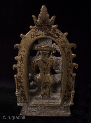 Durga, India.
Lost wax cast bronze.
5 3/8" (13.6 cm) high.
14-15th century.
#3524                       