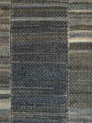 Blanket, Miao ethnic group, Guizhou Province, Southwest China. 71" (22.8 cm) high by 45" (7.6 cm) wide. Early 20th century.
This strip woven blanket is made from recycled fabrics, most of them indigo  ...
