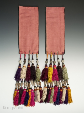 Tent hangings,
Lakai, Uzbekistan.
Cotton, silk, silver,
26" (66 cm) high by 5.25" (13.4) wide,
Early to mid 20th century
                 