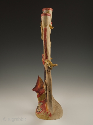 Candelabra by Aurelio Flores, Izucar de Matamoros, Mexico. Low fired cold painted ceramic, aniline dyes, Circa 1950s. 15.5" (39.3 cm) high by 11" (28 cm) wide Ex. Fred and Nancy Roscoe collection,  ...