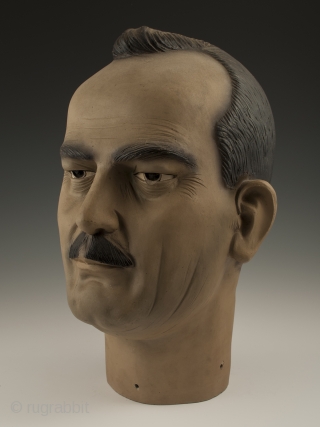 Bust of Carlos Fuentes Macías (1928-2012), Mexico. Low fired slip painted ceramic
Circa 1950s. 14" (39.4 cm) high by 9" (20.2 cm) wide, Ex. Fred and Nancy Roscoe collection, California. 	

This portrait bust  ...