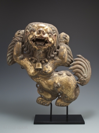 Snow lion plaques,
Tibet.
Copper, pigment, gilding.
Each measures 13" (33 cm) high by 15" (38 cm) wide.
Late 18th to 19th century.              