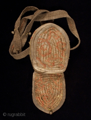 Gau prayer box, Tibet, with a small ceramic figure on the inside of the back panel. It can be seen through the glass window. These were worn while traveling or kept in  ...