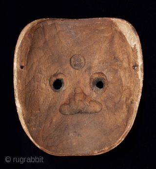 Karasu (crow) Tengu mask, Japan.
Kiri wood, pigments, gold leaf.
6.75" (18 cm) high by 6" (14 cm) wide.
Late Edo-early Meiji, 19th century.

This bird mask represents Karasu Tengu, a mythical demon fighter who trained  ...