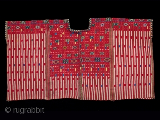 Huipil (blouse),
Colotenango village, Guatemala.
Cotton.
1970s,
18" (45.7 cm) high by 33" (84 cm) wide.
Ex. private San Francisco collection

The body of this huipil was hand woven on a back-strap loom in two red and white  ...