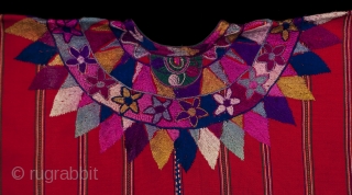 Ceremonial huipil (blouse),
Patzun, Chimaltenango, Guatemala
Cotton, silk,
1970s or earlier
51" (129.5 cm) wide by 24" (61 cm) high
Ex. private San Francisco collection

Handspun cotton threads are woven on a back-strap loom for this large ceremonial  ...