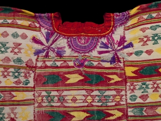 Huipil (blouse),
Sacapulas, El Quiche, Guatemala.
Cotton, silk.
1970s or earlier
31" (78.3 cm) wide by 23" (58.4 cm) high.
Ex. private San Francisco collection

The body of this huipil was hand woven on a back-strap loom in  ...