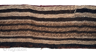Bag belt,
Inca, Peru.
Camelid wool,
30" (76.2 cm) wide by 4.5" (11.3 cm) high.
1350 - 1550 A.D.                  