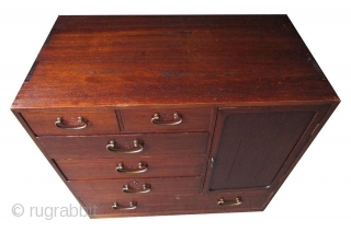 Antique Japanese Ko Tansu (Personal Storage Chest)

An antique Japanese Ko Tansu known as a personal storage chest made of Kiri (Paulownia) wood. Traditional wiped lacquer finish and original bronze fittings complement this  ...