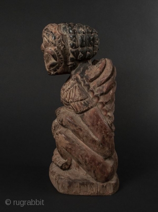 Indonesian Wood Guardian Deity

Indonesian wood guardian deity with a fierce crouched posture, bulging eyes, tusks, and wings. The image powerfully carved with probable shamanistic use. 

Provenance Private San Francisco Collection 

Dates 18th/19th  ...