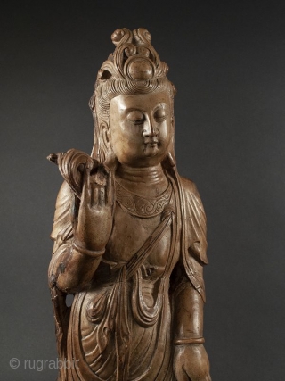 Chinese Guanyin Statue

Chinese Guanyin statue of a Buddhist Bodhisattva of mercy and compassion. Beautifully rendered with minor losses. 

Pvt. Los Angeles Estate 

Dates early 20th century 
Size H 23 1/2" x W  ...