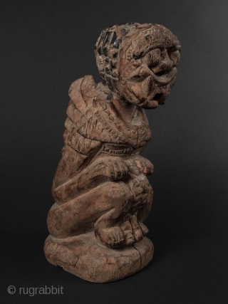 Indonesian Wood Guardian Deity

Indonesian wood guardian deity with a fierce crouched posture, bulging eyes, tusks, and wings. The image powerfully carved with probable shamanistic use. 

Provenance Private San Francisco Collection 

Dates 18th/19th  ...