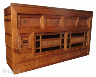 Japanese Half Section 6ft Mizuya
Japanese half section Mizuya (kitchen buffet tansu) with four Keyaki burl front panels opening to a wide, narrow open space along the top of the chest. Below this  ...