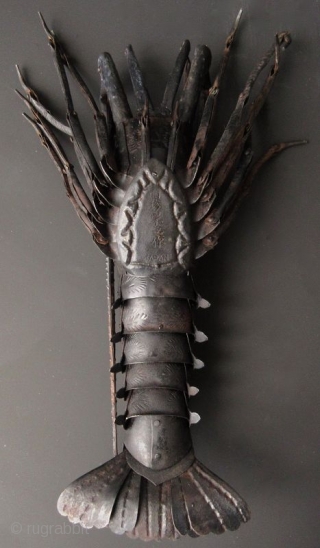 Japanese Signed Iron Jizai Okimono Articulated Spiny Lobster
Hand-forged iron Jizai Okimono articulated spiny lobster. Each iron plate is carefully repousse hammered, creating a natural realism. The lobster is fully splayed on steel  ...