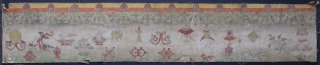 Antique Nepalese Buddhist Ceremonial Thangka Fragment
A long Buddhist Thangka fragment, the top corners with remnants of the fixtures once used for hanging. One side of the cloth is painted with hanging human  ...