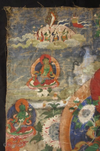 Tibetan 18th Century Green Tara Thangka
Antique Tibetan thangka painting of Green Tara, one of the manifestations of the bodhisattva of protection. The central figure of Green Tara is flanked by bodhisattvas while  ...