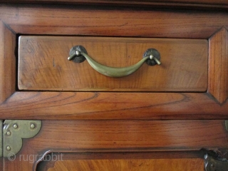 Korean Personal Single Section Cabinet
Antique Korean single section cabinet made with elm wood and hardwood burl panels. Hardware is made of brass. Beautiful rich patina. The upper portion has four small drawers  ...