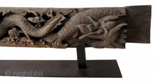 Massive Antique Chinese Architectural Wood Carving of Dragons
An incredibly large and heavy hand carved wood architectural piece, with high relief carved pair of dragons on either side of a central ball of  ...