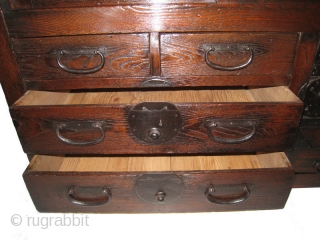 Original Antique Japanese Gifu accountants Choba
Beautiful Japanese accountant's chest from the Gifu prefecture. Meiji period, 1868-1912. Wonderful mortison tennon joinery. The frame and surfaces are made of Keyaki wood, which is unusual.  ...