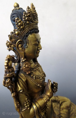 18th Century Sino-Tibetan Gilt Bronze Seated Bodhisattva

A Sino-Tibetan gilt bronze statue of Maitreya, regarded by this world as a future Buddha in succession after the current Sakyamuni Buddha. Tradition teaches that Maitreya  ...