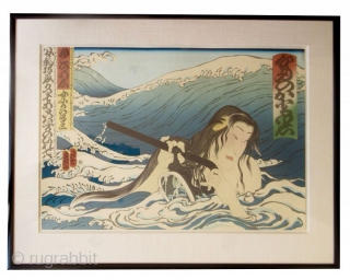 Large Japanese Framed Print by Masami Teraoka


A very large Japanese lithograph print by artist Masami Teraoka (b. 1936), titled 'Namiyo at Hanauma Bay'. Depiction of a nude geisha floating in the rolling  ...