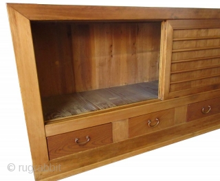 Antique Japanese Half Section Mizuya

Antique Japanese half section Mizuya, or kitchen buffet tansu, made of Hinoki (cypress) and Sugi (cedar) wood frame. The chest has bold Keyaki (elm) front drawers along the  ...