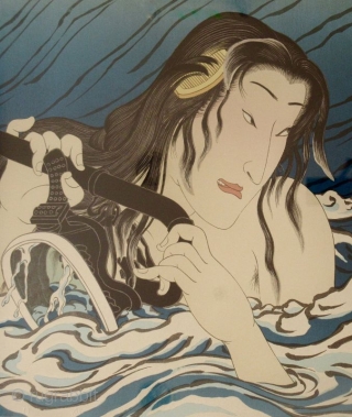 Large Japanese Framed Print by Masami Teraoka


A very large Japanese lithograph print by artist Masami Teraoka (b. 1936), titled 'Namiyo at Hanauma Bay'. Depiction of a nude geisha floating in the rolling  ...