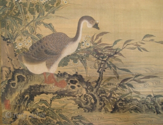 Chinese Scroll Painting of Geese by Zhu Gejian


Chinese antique scroll painting of pair of geese, one sitting on branch, the other fishing in the river with bottom up, wonderful detail, painted in  ...