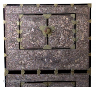Rare Set of Korean Inlaid Ichung Nong Stacking Chests


Unusual pair of Korean inlaid black lacquer ichung nong stacking chests on stands. The interior of each section is lined in original blue paper.  ...