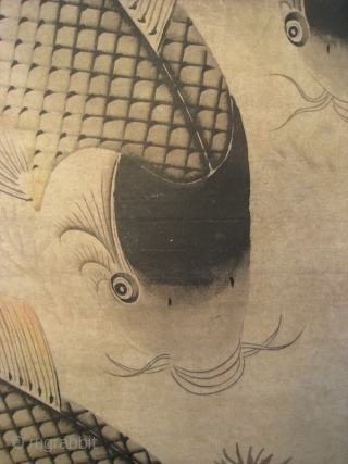 Chinese Antique Carp Scroll by Li Fang Yin


Antique Chinese scroll painting of 5 large carp swimming in pond with lotus and other water plants. Painted in ink and light colors on paper.  ...