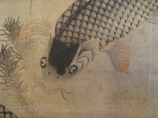 Chinese Antique Carp Scroll by Li Fang Yin


Antique Chinese scroll painting of 5 large carp swimming in pond with lotus and other water plants. Painted in ink and light colors on paper.  ...