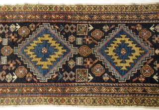 Antique Hand-Woven Karaja Azerbaijan Runner Rug

hand-woven 100% wool in a Karaja design of two large central diamond medallions flanked by Heriz style medallions, surrounded by angular and geometric floral motifs, in hues  ...