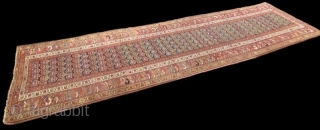 Antique Hand-Woven Persian Malayer Runner Rug

Antique Persian hand-woven 100% wool runner carpet, originating from the large village of Malayer with natural dyes of rust red, indigo, light blue, rust brown, and beige  ...