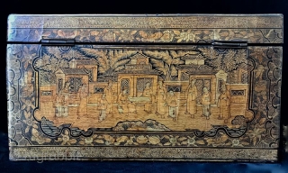 18th Century Antique Chinese Lacquered Tea Box

A delicate antique Chinese Tea Box with exquisitely decorated gilt relief. It has a pewter box lining with a glass knob. The lacquer shows images of  ...