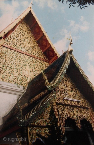 Antique Thai Chofa Temple Roof Adornment

Unusual Thai architectural sculpture known as a chofa. These beast-like ornaments embellish temple and palace rooftops as a symbol of power and protection. Natural patina and remnants  ...