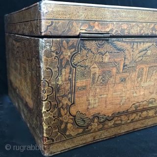 18th Century Antique Chinese Lacquered Tea Box

A delicate antique Chinese Tea Box with exquisitely decorated gilt relief. It has a pewter box lining with a glass knob. The lacquer shows images of  ...